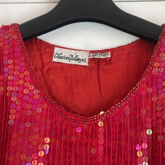 Chanson D’Amour Vintage Sequin Top Large - Picture 4 of 7